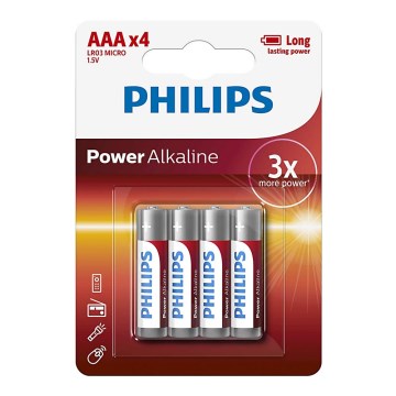 Philips LR03P4B/10 - 4 pz Batteria alcalina AAA POWER ALKALINE 1,5V 1150mAh