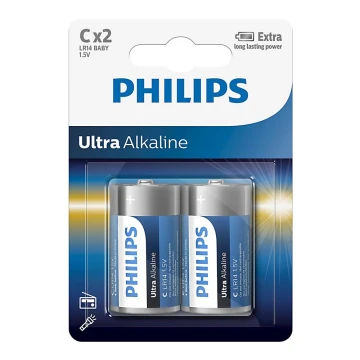 Philips LR14E2B/10 - 2 pz Batteria alcalina C ULTRA ALKALINE 1,5V 7500mAh