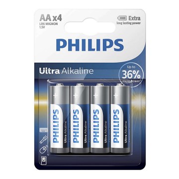 Philips LR6E4B/10 - 4 pz Batteria alcalina AA ULTRA ALKALINE 1,5V 2800mAh