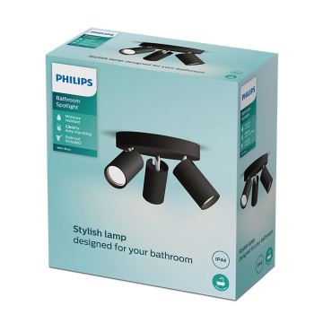 Philips - Luce Spot da bagno IDRIS 3xGU10/5W/230V IP44 nero