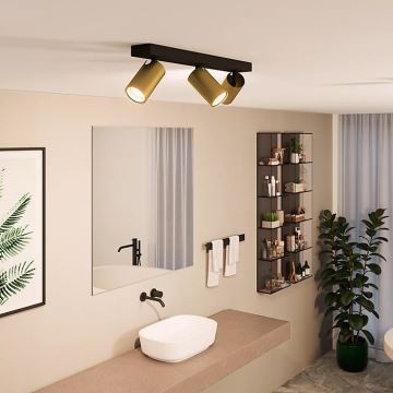 Philips - Luce Spot da bagno IDRIS 3xGU10/5W/230V IP44 nero/oro