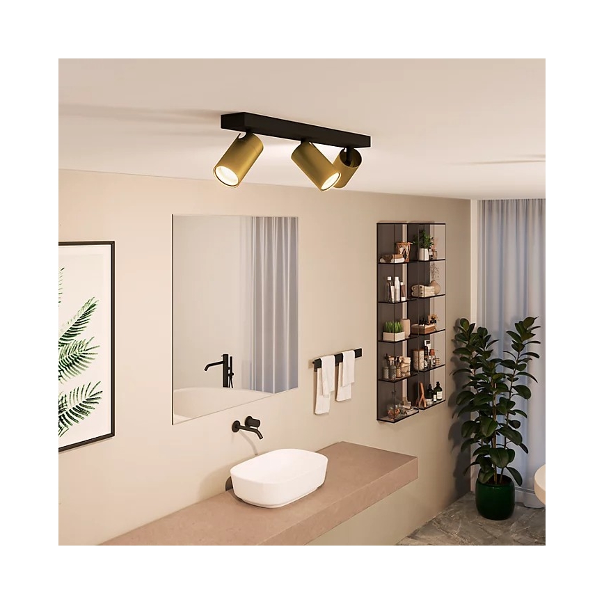 Philips - Luce Spot da bagno IDRIS 3xGU10/5W/230V IP44 nero/oro