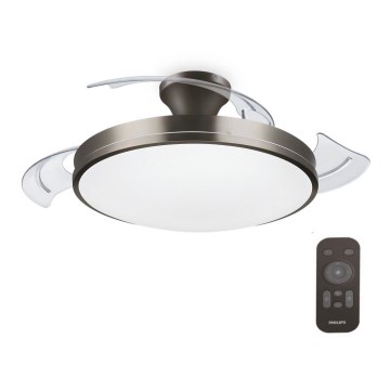 Philips-Plafoniera LED con ventilatore BLISS LED/35W/230V 5500/4000/2700K nichel + telecomando