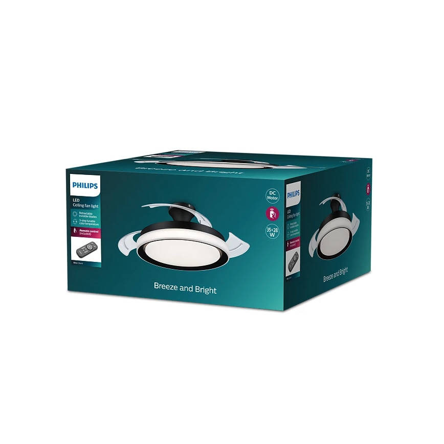 Philips-Plafoniera LED con ventilatore BLISS LED/35W/230V 5500/4000/2700K nero + telecomando