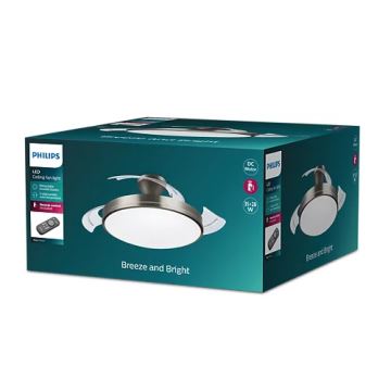 Philips-Plafoniera LED con ventilatore BLISS LED/35W/230V 5500/4000/2700K nichel + telecomando