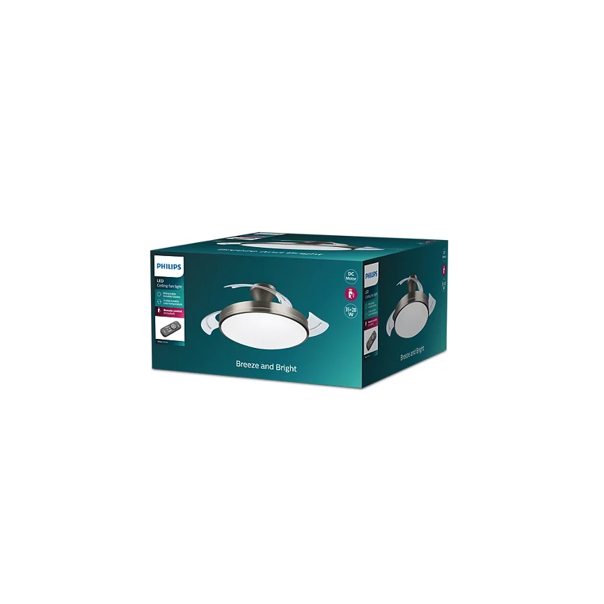 Philips-Plafoniera LED con ventilatore BLISS LED/35W/230V 5500/4000/2700K nichel + telecomando