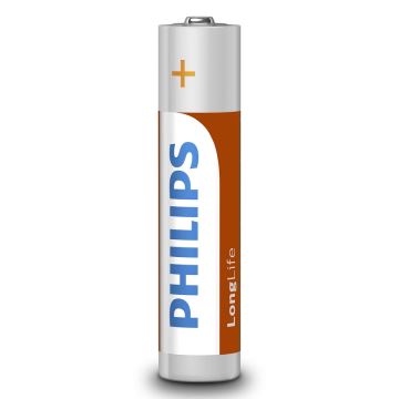 Philips R03L4B/10 - 4 pz Batteria al cloruro di zinco AAA LONGLIFE 1,5V 450mAh