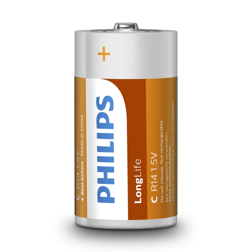 Philips R14L2B/10 - 2 pz Batteria al cloruro di zinco C LONGLIFE 1,5V 2800mAh