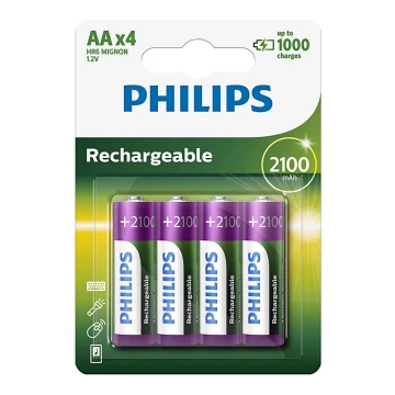 Philips R6B4A210/10 - 4 pz Batteria ricaricabile AA MULTILIFE NiMH/1,2V/2100 mAh