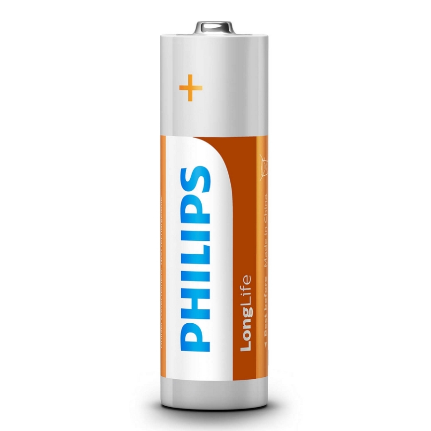 Philips R6L4F/10 - 4 pz Batteria al cloruro di zinco AA LONGLIFE 1,5V 900mAh