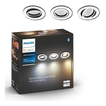 Philips - SET 3x Luce LED Incasso dimmerabile Hue MILLISKIN 1xGU10/5,7W/230V 2200-6500K