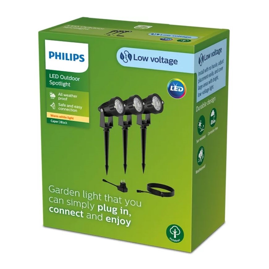 Philips - SET 3x Luce Spot a LED da esterno CASPER LED/1,5W/24/230V IP44