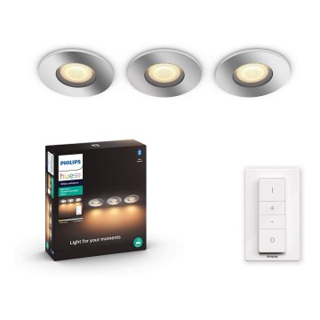 Philips - SET 3x Plafoniere da bagno LED dimmerabile Hue ADORE 1xGU10/5W/230V IP44 + Telecomando