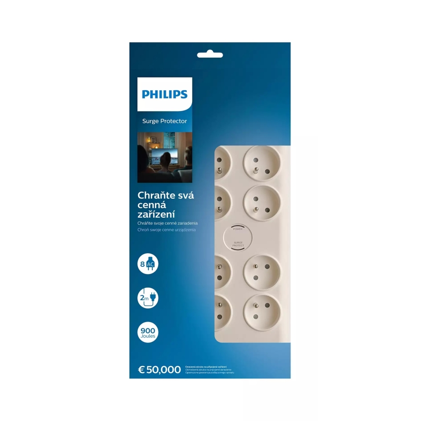 Philips SPN7080WA/60 - Protezione da sovratensione 8Z 2m bianco