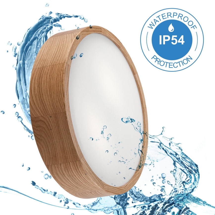 Plafoniera da bagno OAK 3xE27/15W/230V quercia ø 37 cm IP54 - FSC certificato