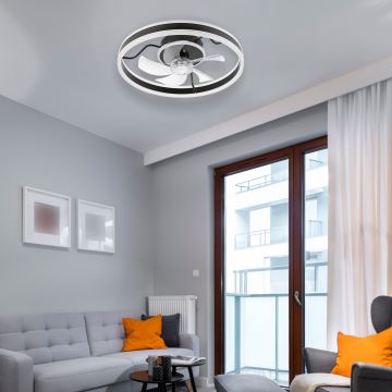 LED Plafoniera dimmerabile con ventilatore APOLLO LED/38W/230V nero + telecomando
