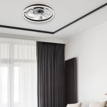 LED Plafoniera dimmerabile con ventilatore APOLLO LED/38W/230V nero + telecomando