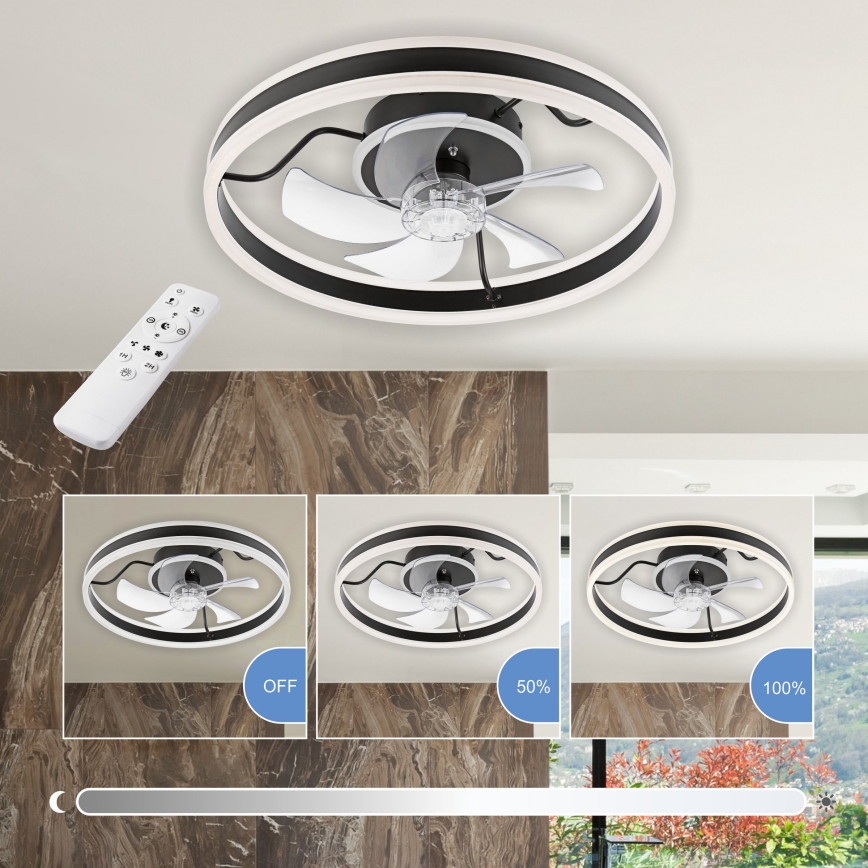 LED Plafoniera dimmerabile con ventilatore APOLLO LED/38W/230V nero + telecomando