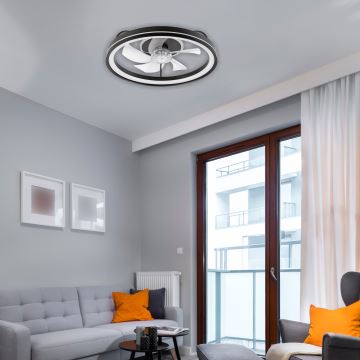 LED Plafoniera dimmerabile con ventilatore FARGO LED/37W/230V nero + telecomando