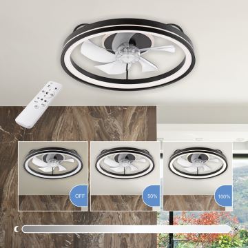 LED Plafoniera dimmerabile con ventilatore FARGO LED/37W/230V nero + telecomando