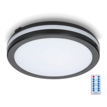 Plafoniera LED da bagno con sensore LED/18W/230V 3000/4000/6500K IP65 diametro 30 cm nero + telecomando