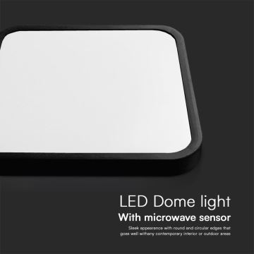 Plafoniera LED da bagno con sensore LED/18W/230V IP44 4000K 29x29 cm nero + telecomando