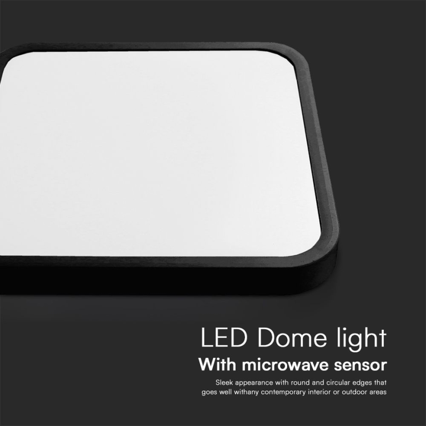 Plafoniera LED da bagno con sensore LED/18W/230V IP44 4000K 29x29 cm nero + telecomando