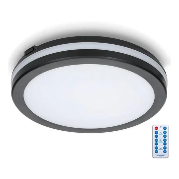 Plafoniera LED da bagno con sensore LED/24W/230V 3000/4000/6500K IP65 diametro 30 cm nero + telecomando