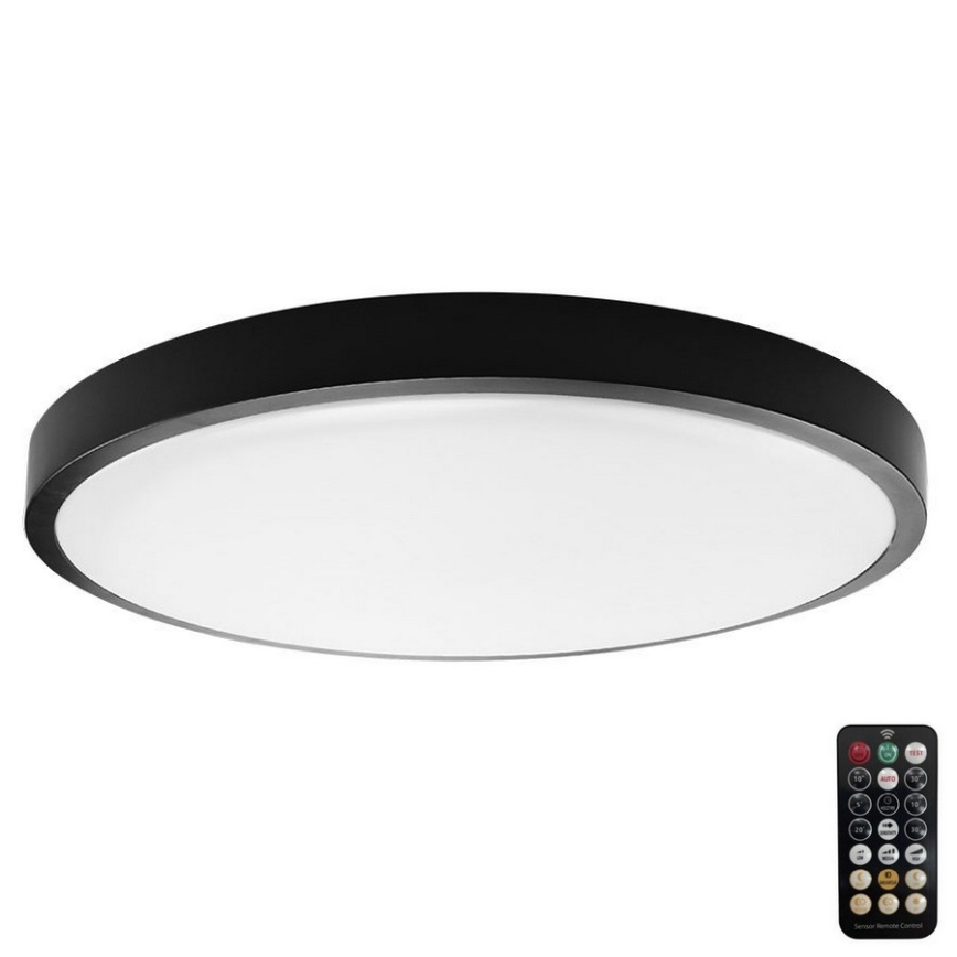 Plafoniera LED da bagno con sensore LED/36W/230V IP44 4000K diametro 42 cm nero + telecomando