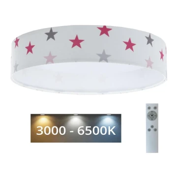 Plafoniera LED dimmerabile SMART GALAXY KIDS LED/24W/230V 3000-6500K stelle bianche/rosa/grigio+ telecomando