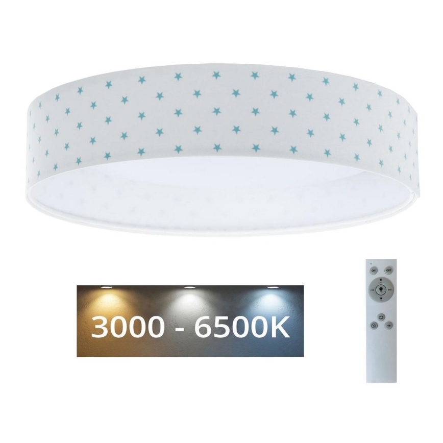 Plafoniera LED dimmerabile SMART GALAXY KIDS LED/24W/230V 3000-6500K stelle bianco/turchese + telecomando