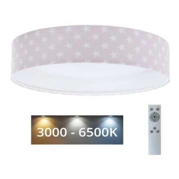 Plafoniera LED dimmerabile SMART GALAXY KIDS LED/24W/230V 3000-6500K stelle rosa/bianco + telecomando