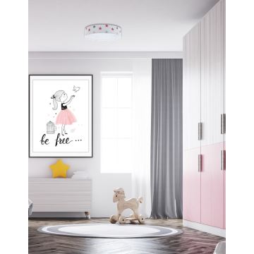 Plafoniera LED GALAXY KIDS LED/24W/230V stelle bianco/rosa/grigio