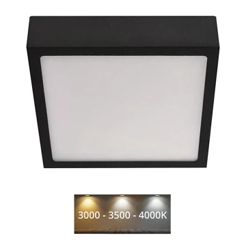 Plafoniera LED NEXXO LED/12,5W/230V 3000/3500/4000K 17x17 cm nera