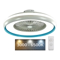 Plafoniera LED wtih a fan LED/45W/230V 3000/4000/6500K blu + telecomando