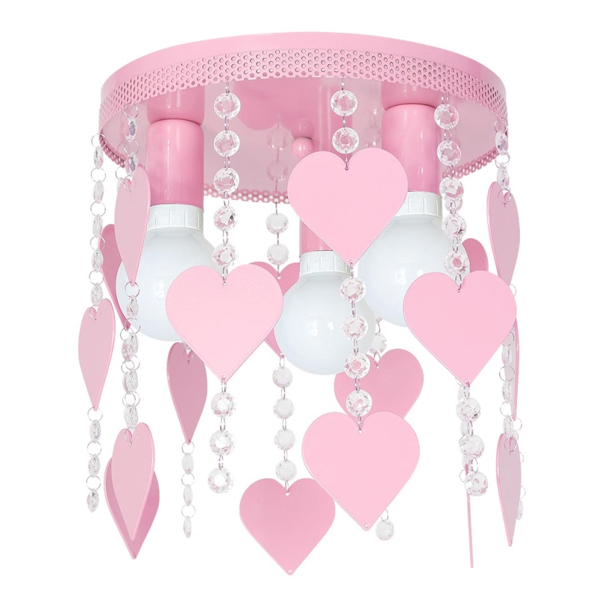 Plafoniera per bambini ELZA cuore 3xE27/60W/230V rosa