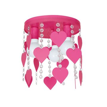 Plafoniera per bambini ELZA cuore 3xE27/60W/230V rosa scuro