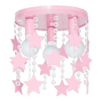 Plafoniera per bambini ELZA stelle 3xE27/60W/230V rosa