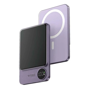 Power Bank con display magnetico Power Delivery 5000mAh/20W/5V viola