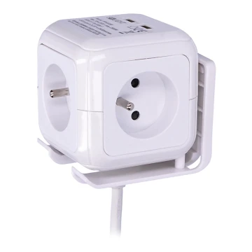 Prolunga cubo 4x230V/2xUSB 5V 2m