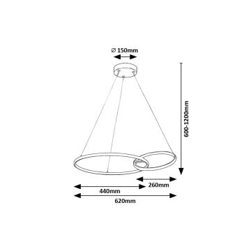 Rabalux - Lampadario LED a sospensione con filo LED/36W/230V nero/oro