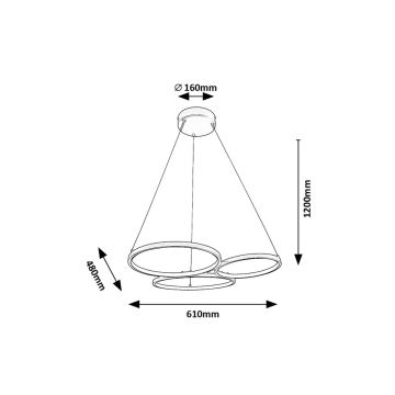 Rabalux - Lampadario LED a sospensione con filo LED/38W/230V nero