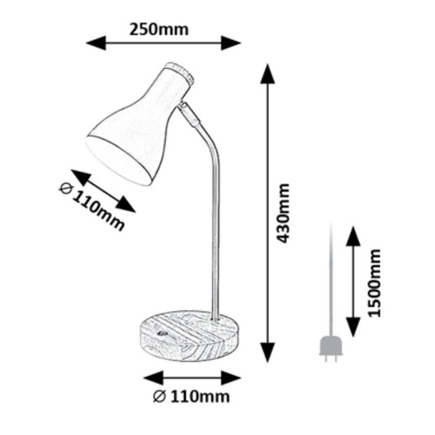 Rabalux - Lampada da tavolo 1xE14/25W/230V albero di caucciù