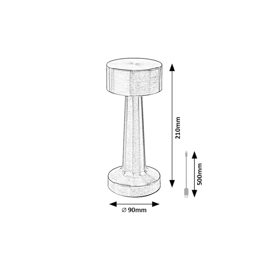 Rabalux - LED Ricaricabile touch lampada da tavolo LED/2,7W/5V 1200mAh 3000/4000/6000K cromo