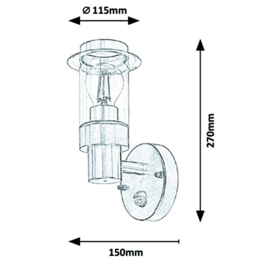 Rabalux - Applique da esterno con sensore 1xE27/20W/230V IP44