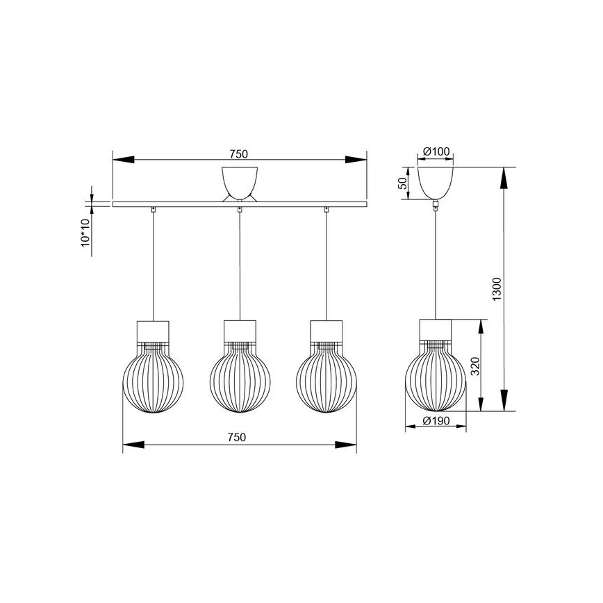 Reality - Lampadario a sospensione con filo DAVE 3xE27/40W/230V