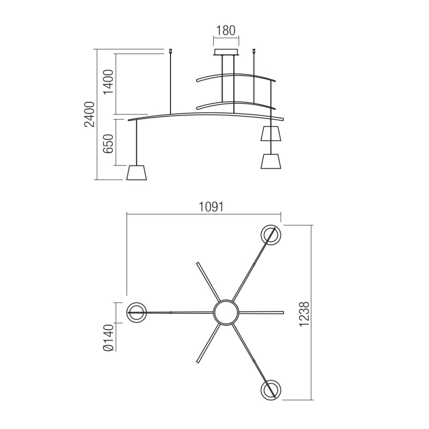 Redo 01-1525 - Lampadario LED a sospensione con filo LOLLI 3xLED/6W/230V nero