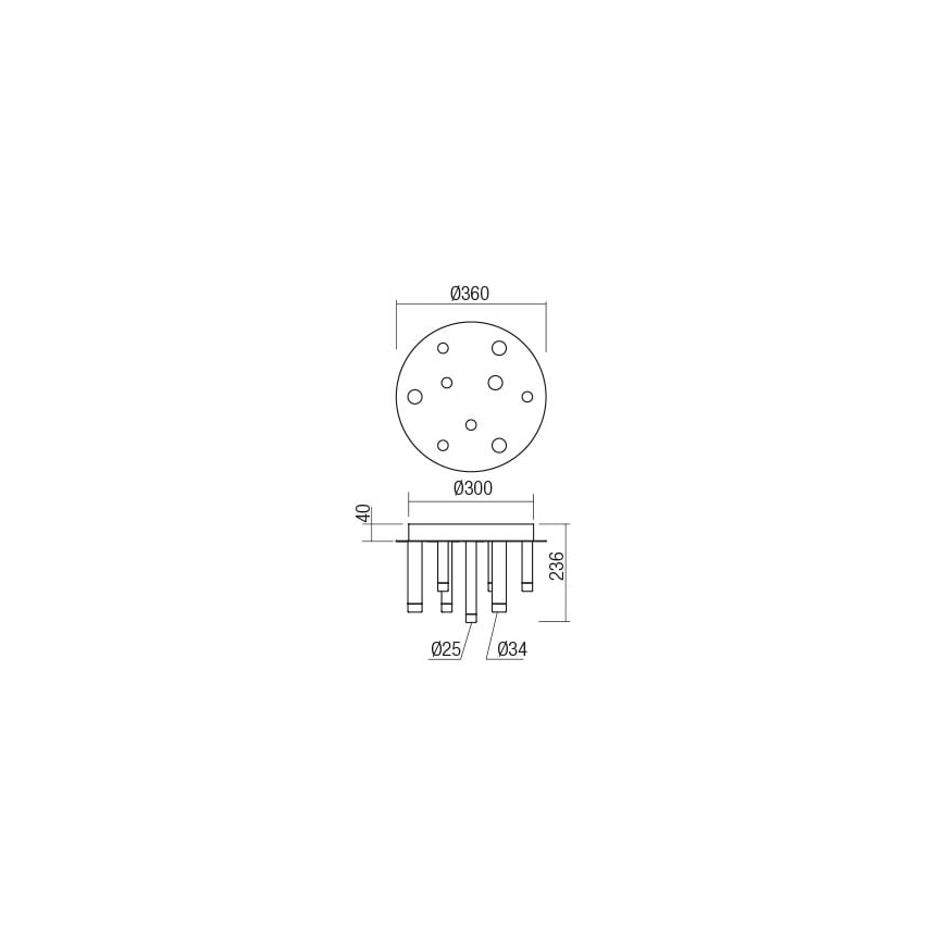 Redo 01-2042 - Plafoniera LED MADISON 9xLED/4W/230V cromo lucido/nero/rame