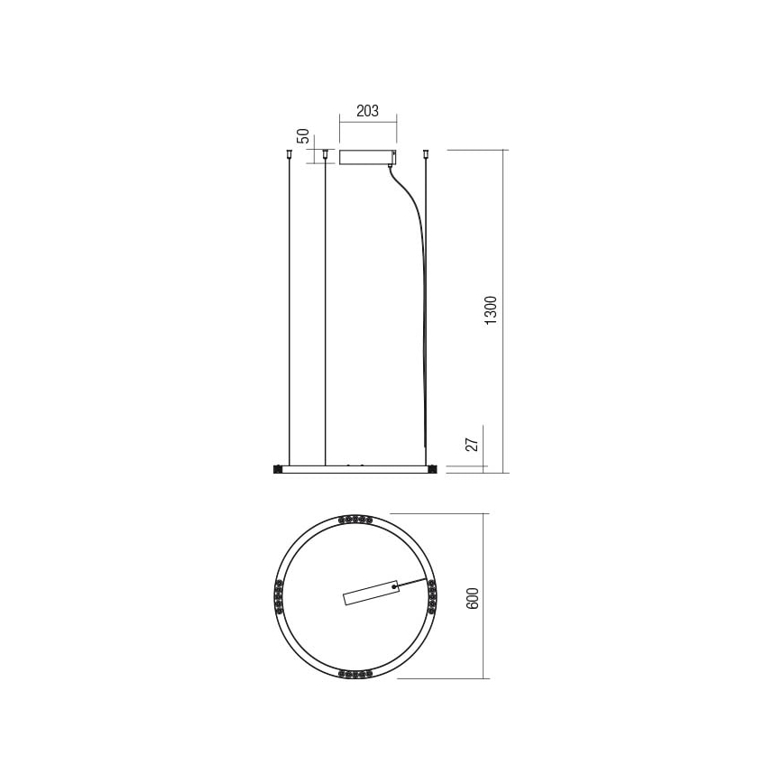 Redo 01-2202 - Lampadario LED a sospensione con filo UNION LED/34W/230V 3000K diametro 60 cm bianco