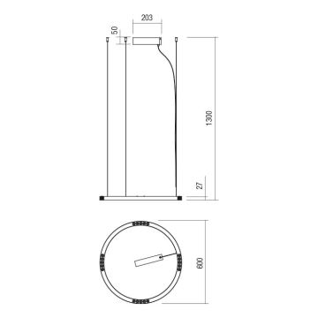 Redo 01-2203 - Lampadario LED a sospensione con filo UNION LED/34W/230V 3000K diametro 60 cm oro